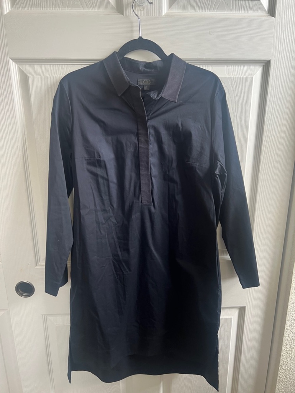 COS Women’s Navy Long-Sleeve Polo Shirt Dress